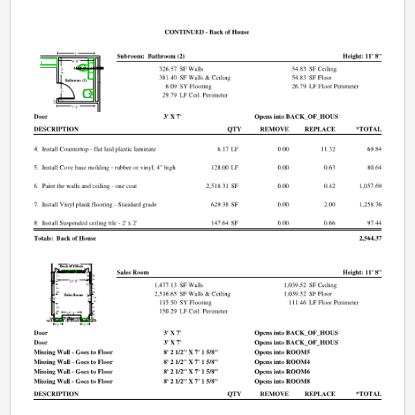 Custom Renovation – Remodel / Conditional Area Estimate